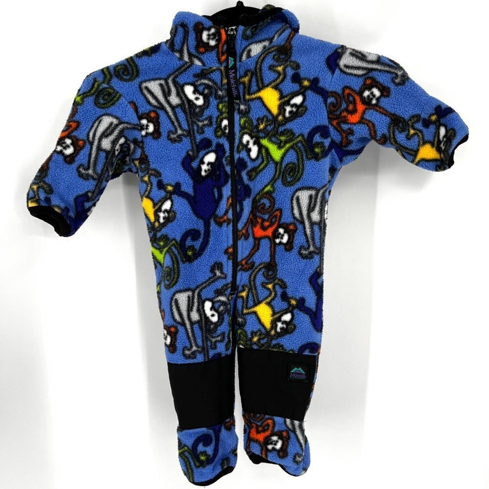 Molehill Mountain Blue Fleece Bunting with Monkeys Size 3-6‎ Months